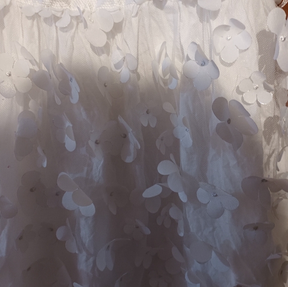 Size 5 Baby A white floral silver baptism christening gown party dress - Picture 5 of 16